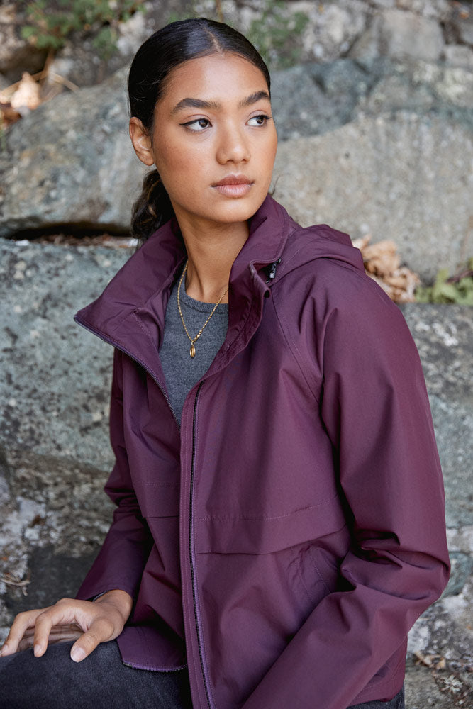 Burgundy rain jacket women's hotsell