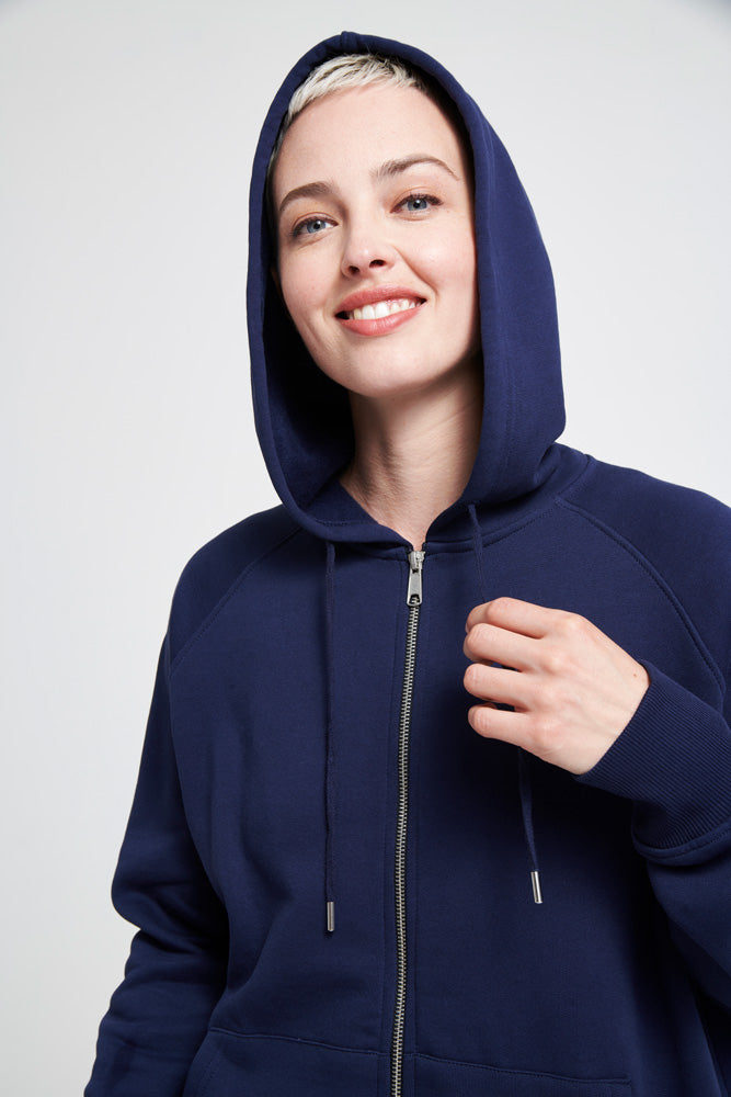 Navy longline hoodie sale